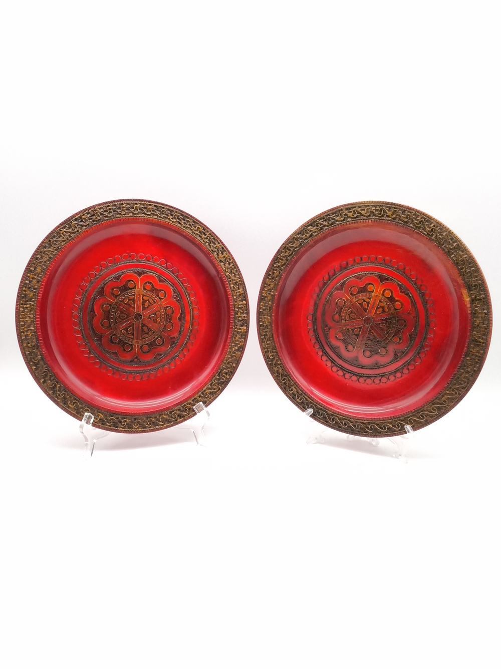 Vintage Polish Carved Wood Wall Plates Set by C. Steryński of Zakopane